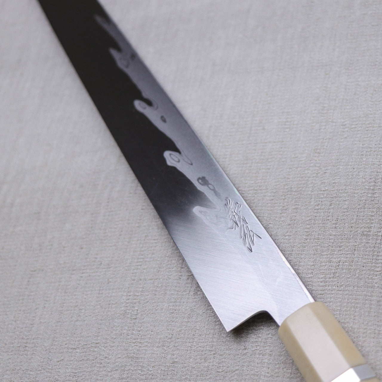 Yoshihiro Suminagashi Blue #1 Damascus cladding Kansho Kiritsuke Yanagi with Double Grooves