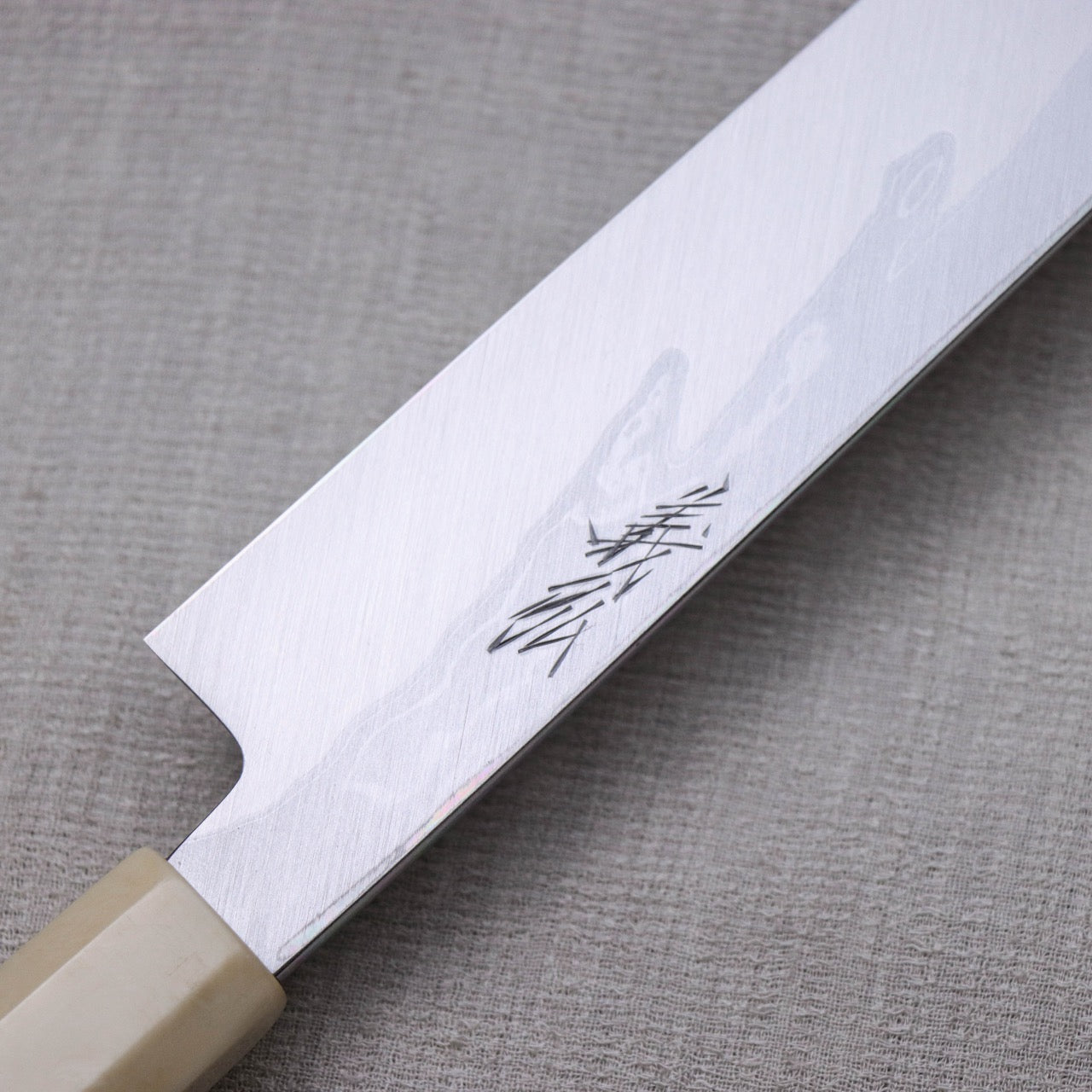 Yoshihiro Suminagashi Blue #1 Damascus cladding Kansho Kiritsuke Yanagi with Double Grooves