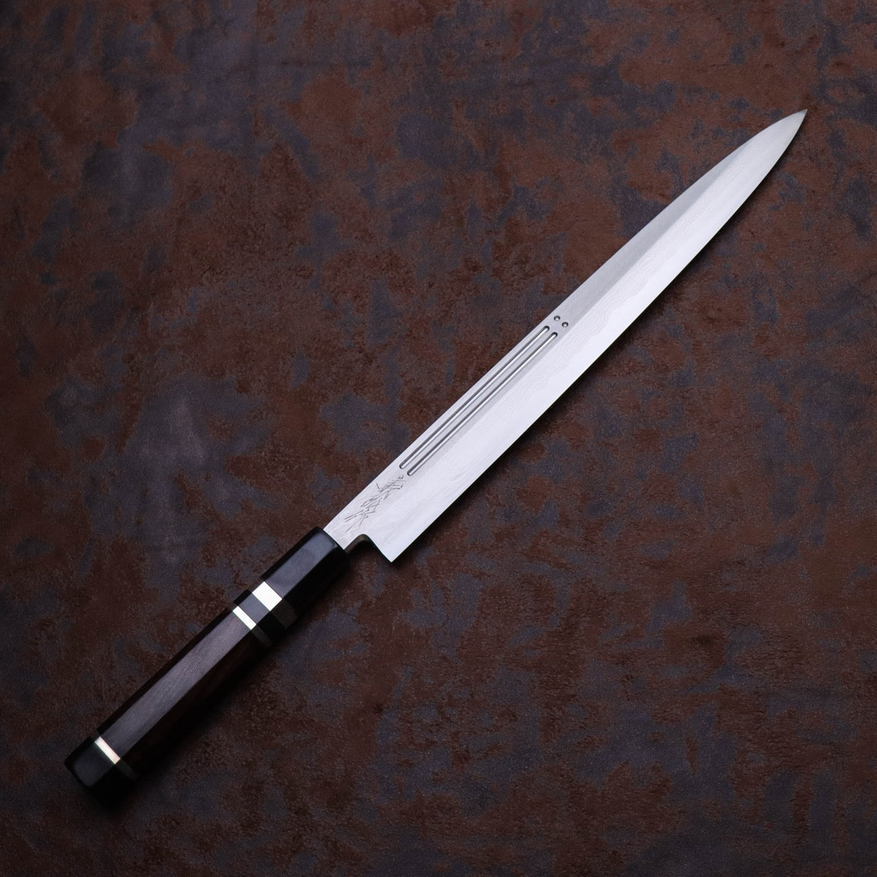 義弘作 銀三墨流 護摩箸 珠玉二本彫 柳刃