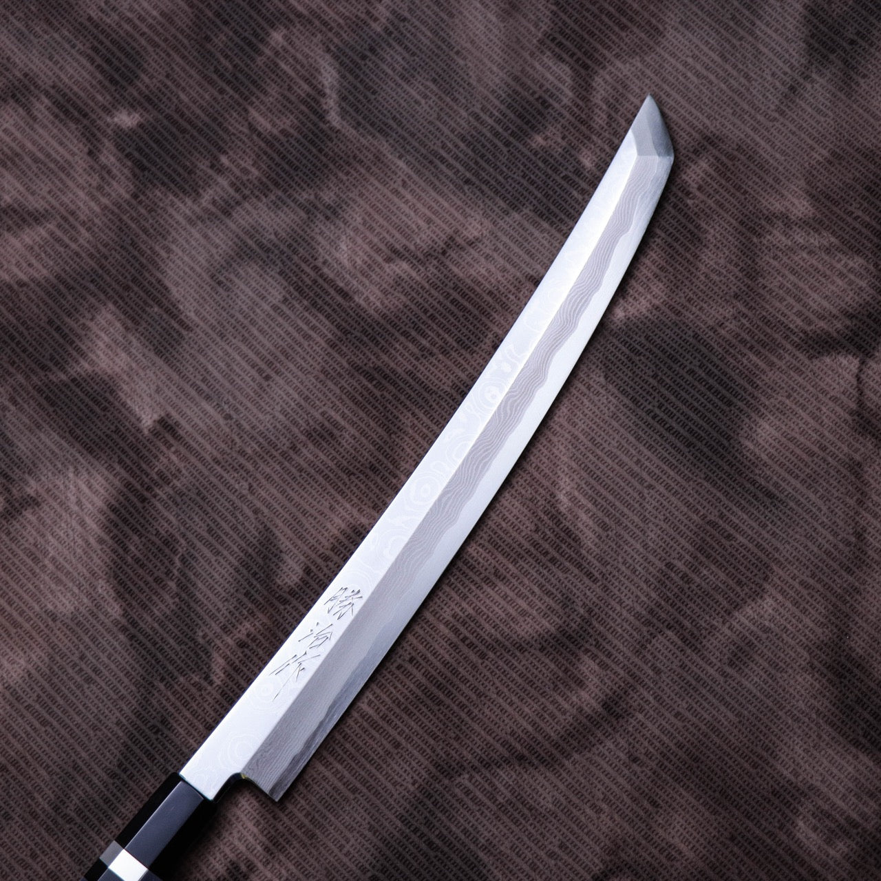 Shoji Silver #3 Suminagashi Mirror Finish Curved Blade Sakimaru Takohiki