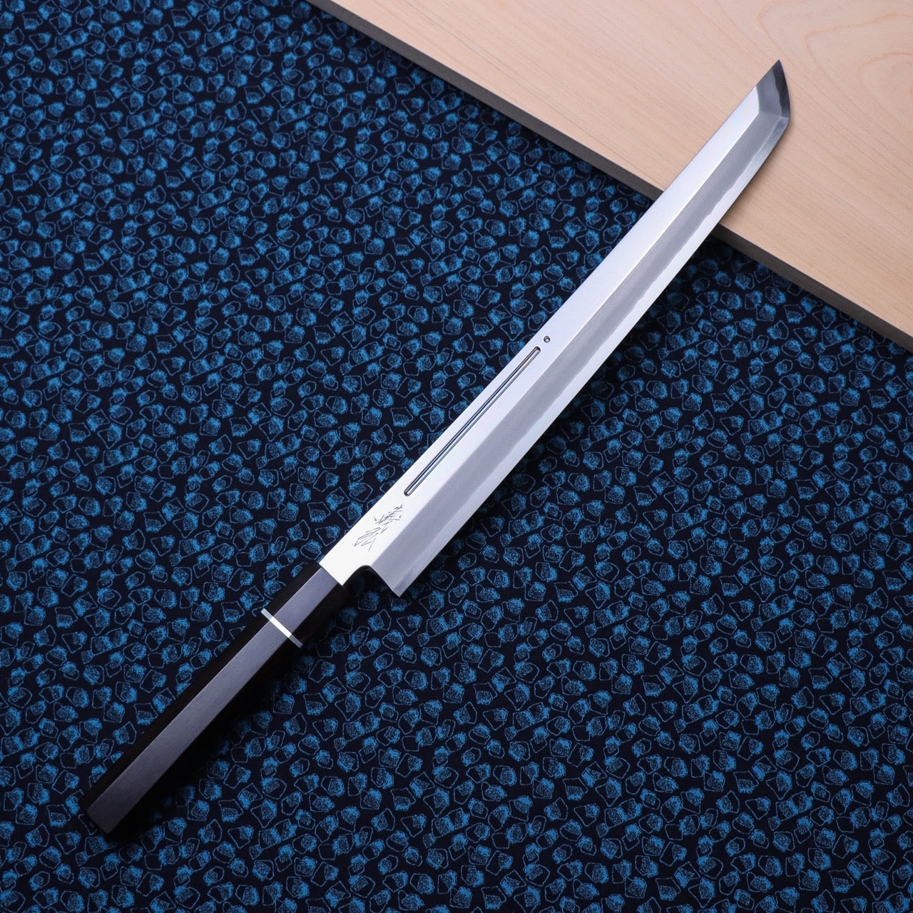 Yoshihiro Ginsan Mirror Finish Sakimaru Takohiki with Single Groove and Silver Ferrule Handle