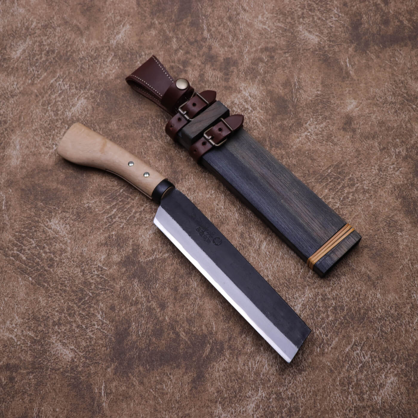 味方屋 日野浦司作 黑打片刃山鉈 朴鞘付