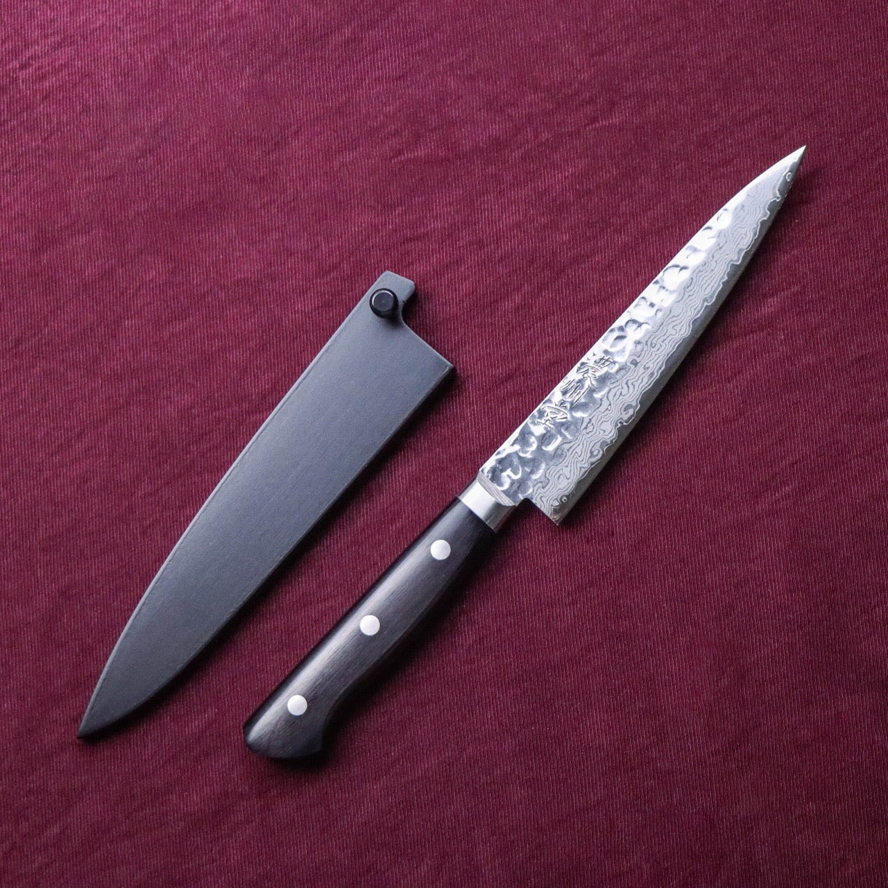 Nosyudo VG10 Damascus Forged Mirror Tsuchime Finish with Hon-Kasumi Edge Petty