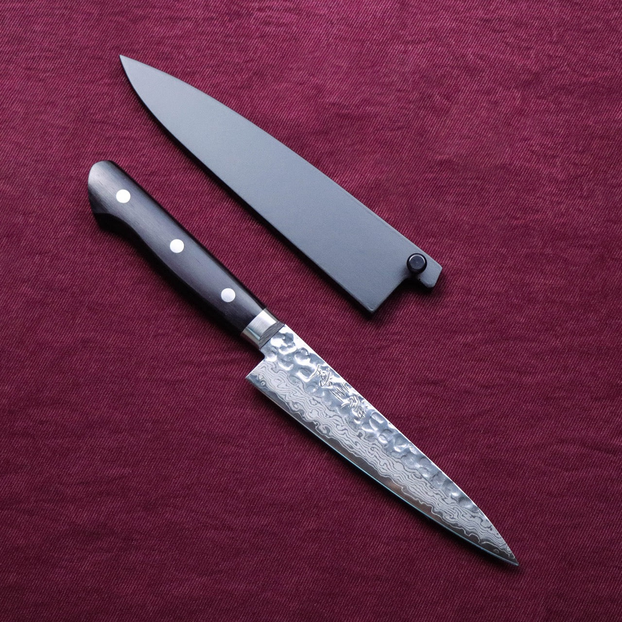 Nosyudo VG10 Damascus Forged Mirror Tsuchime Finish with Hon-Kasumi Edge Petty