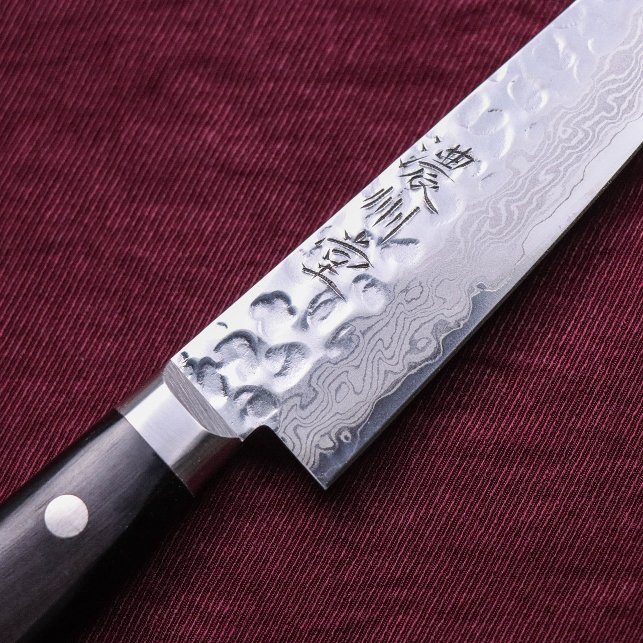Nosyudo VG10 Damascus Forged Mirror Tsuchime Finish with Hon-Kasumi Edge Petty