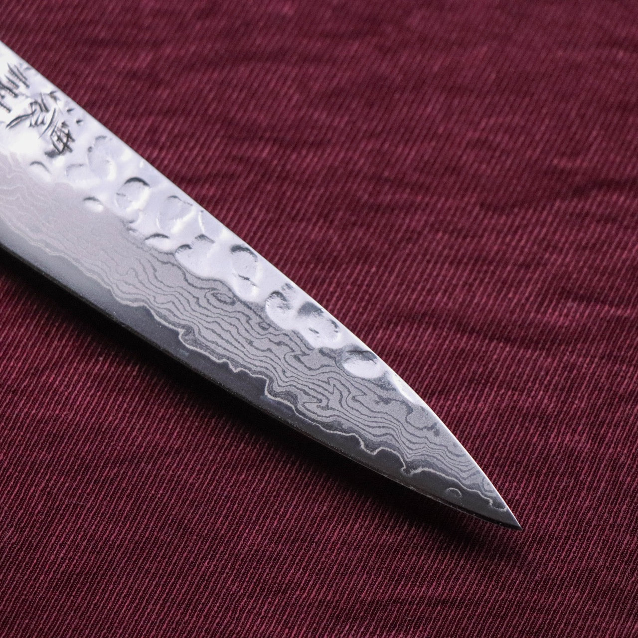 Nosyudo VG10 Damascus Forged Mirror Tsuchime Finish with Hon-Kasumi Edge Petty