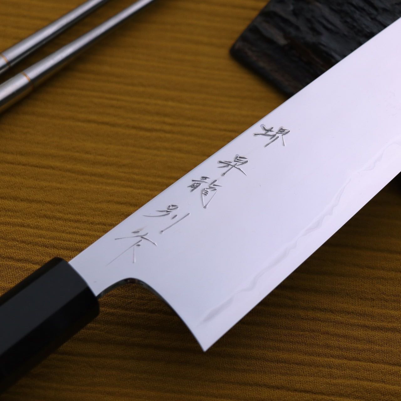堺昇龍 青龍鏡面 和牛刀 黑檀八角