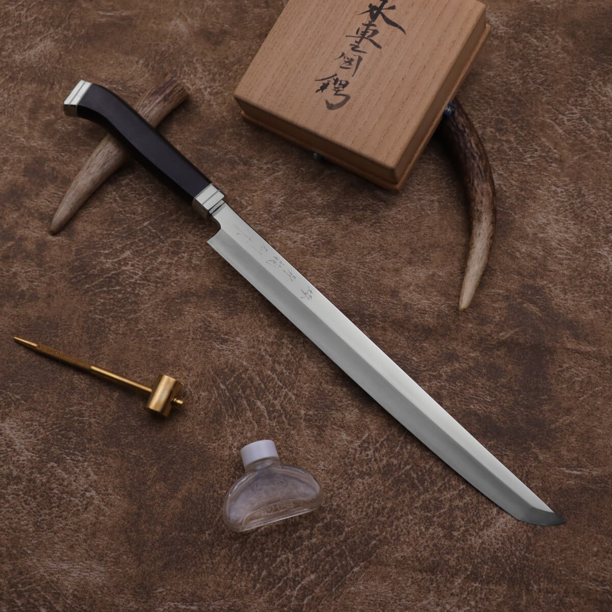 堺昇龍 銀三 鏡面先丸柳刃 洋黑檀
