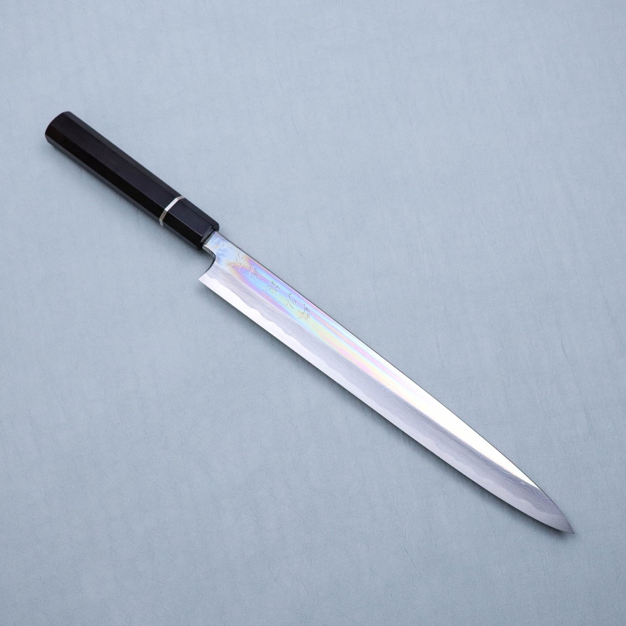 Sakai Shoryu Aogami #1 Damascus Steel Mirror Finish Yanagi Silver Ferrule Handle