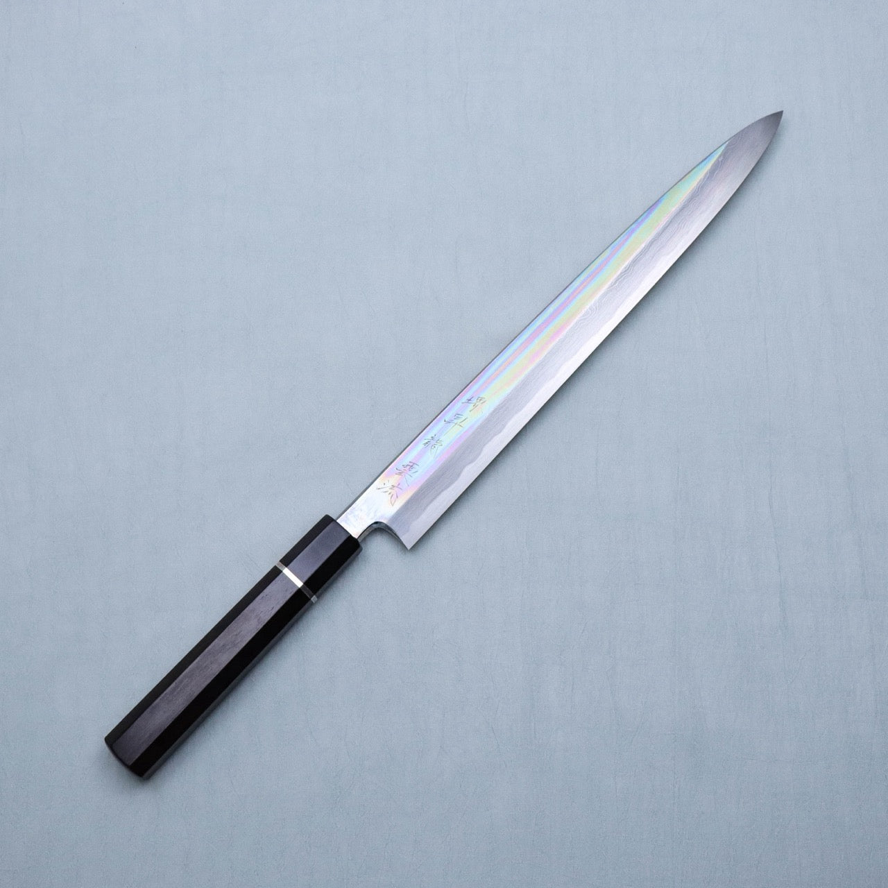 Sakai Shoryu Aogami #1 Damascus Steel Mirror Finish Yanagi Silver Ferrule Handle