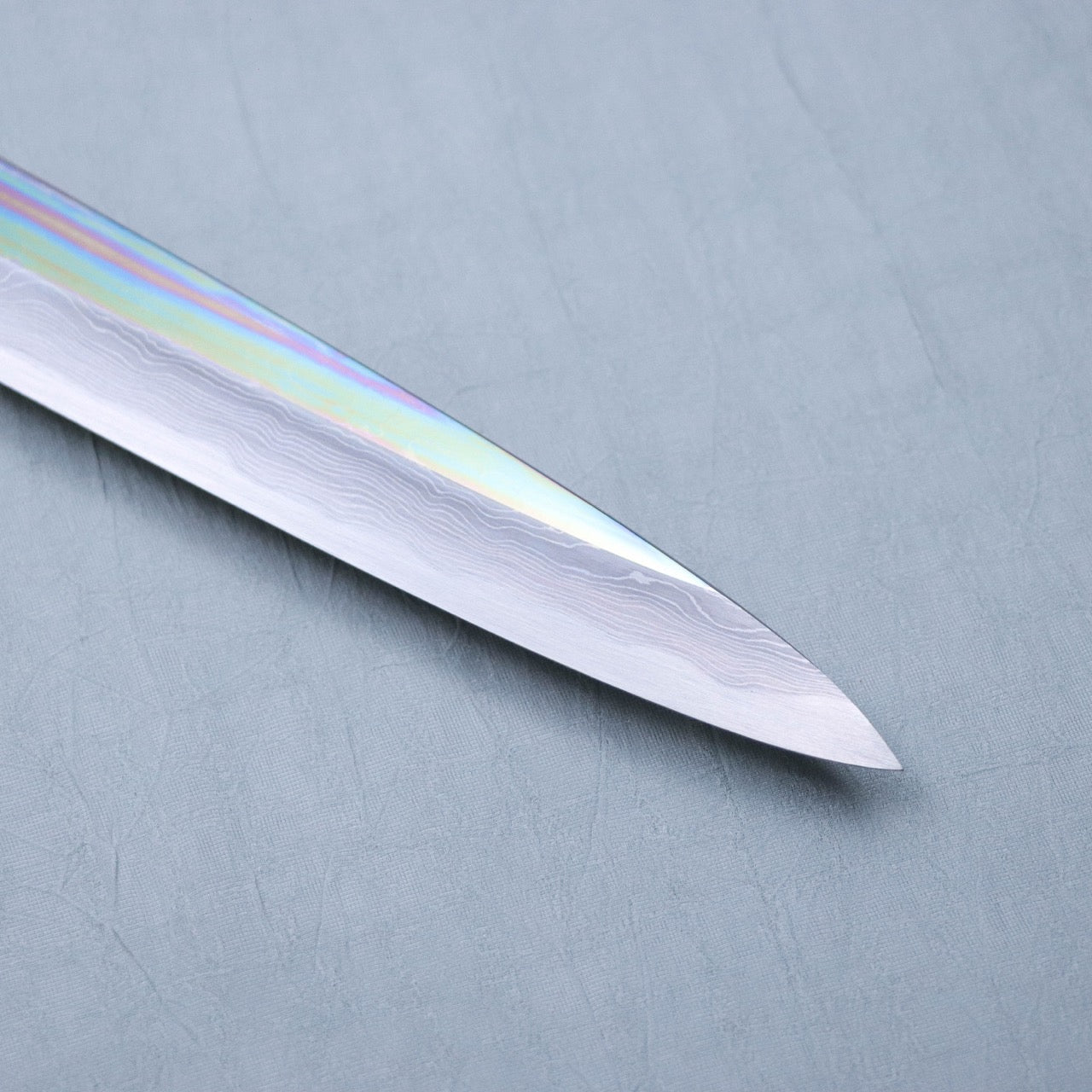 Sakai Shoryu Aogami #1 Damascus Steel Mirror Finish Yanagi Silver Ferrule Handle