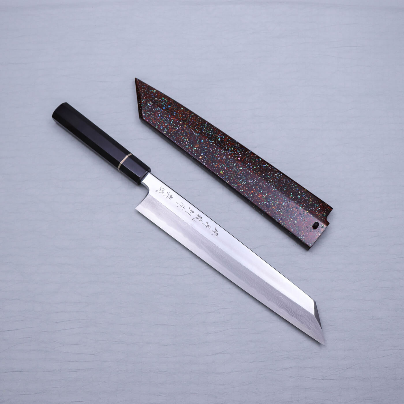 堺昇龍 青一雲流 切付萬能包丁 本漆碎青貝金箔透塗鞘
