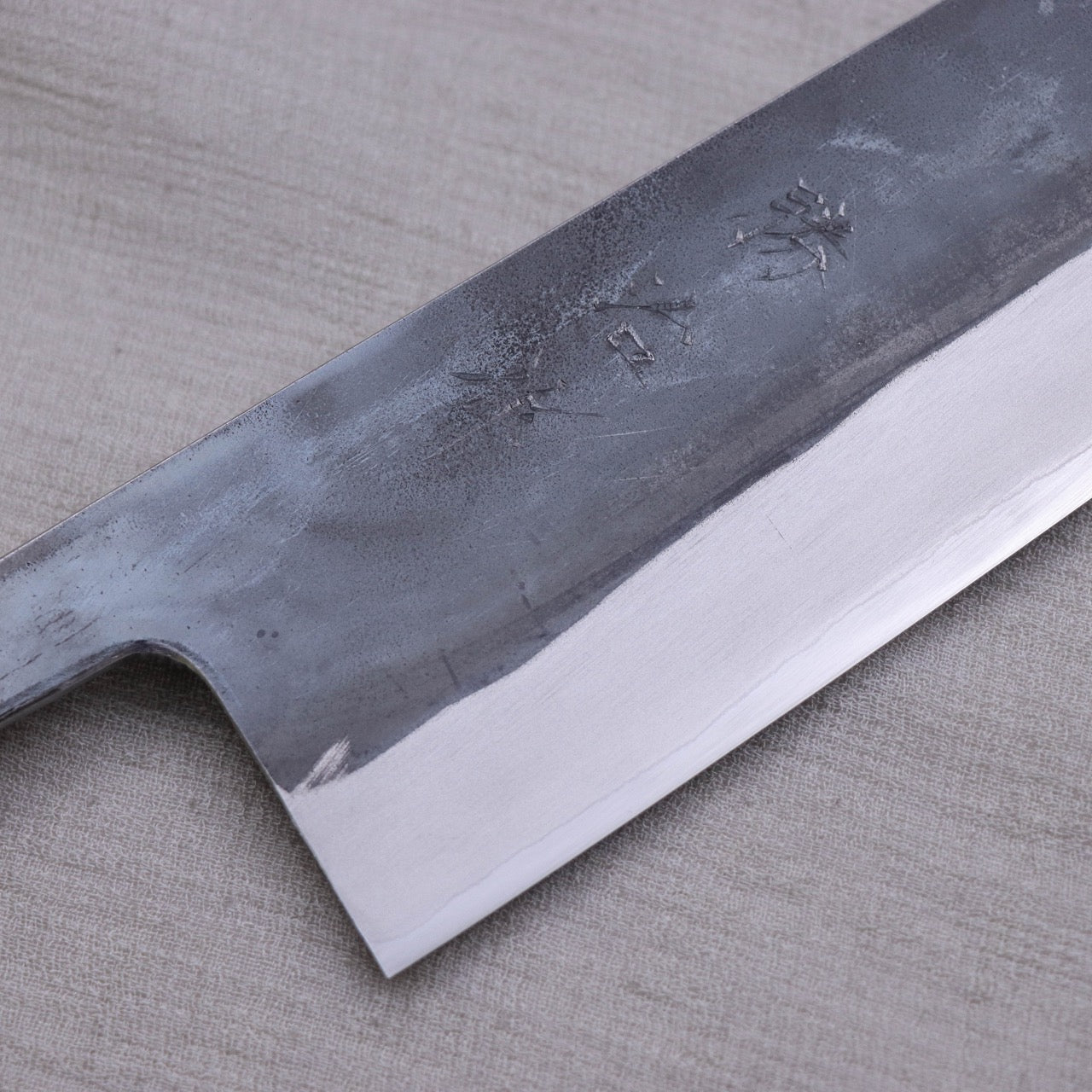 勝治作 青二 Stainless 黑打牛刀 鹿角柄