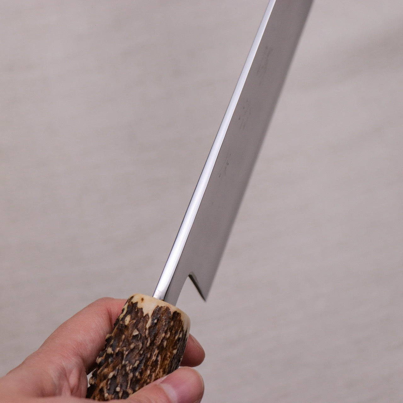 勝治作 青二 Stainless 鏡面牛刀 鹿角柄