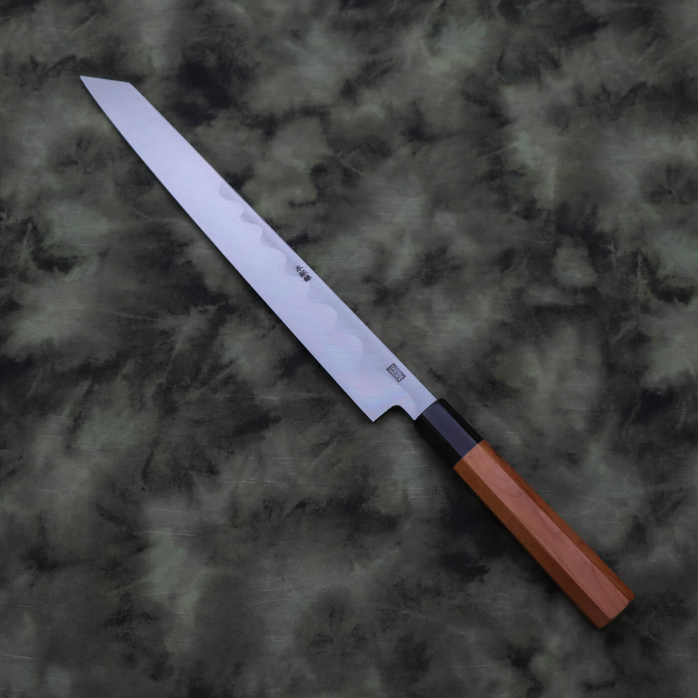 義弘作 青一鋼 本霞 切付柳刃 赤八角柄
