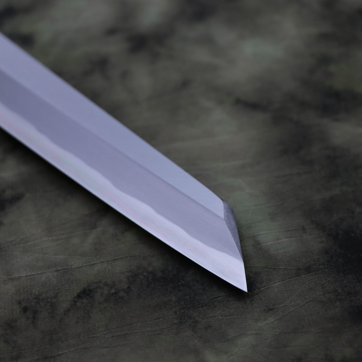 義弘作 青一鋼 本霞 切付柳刃 赤八角柄