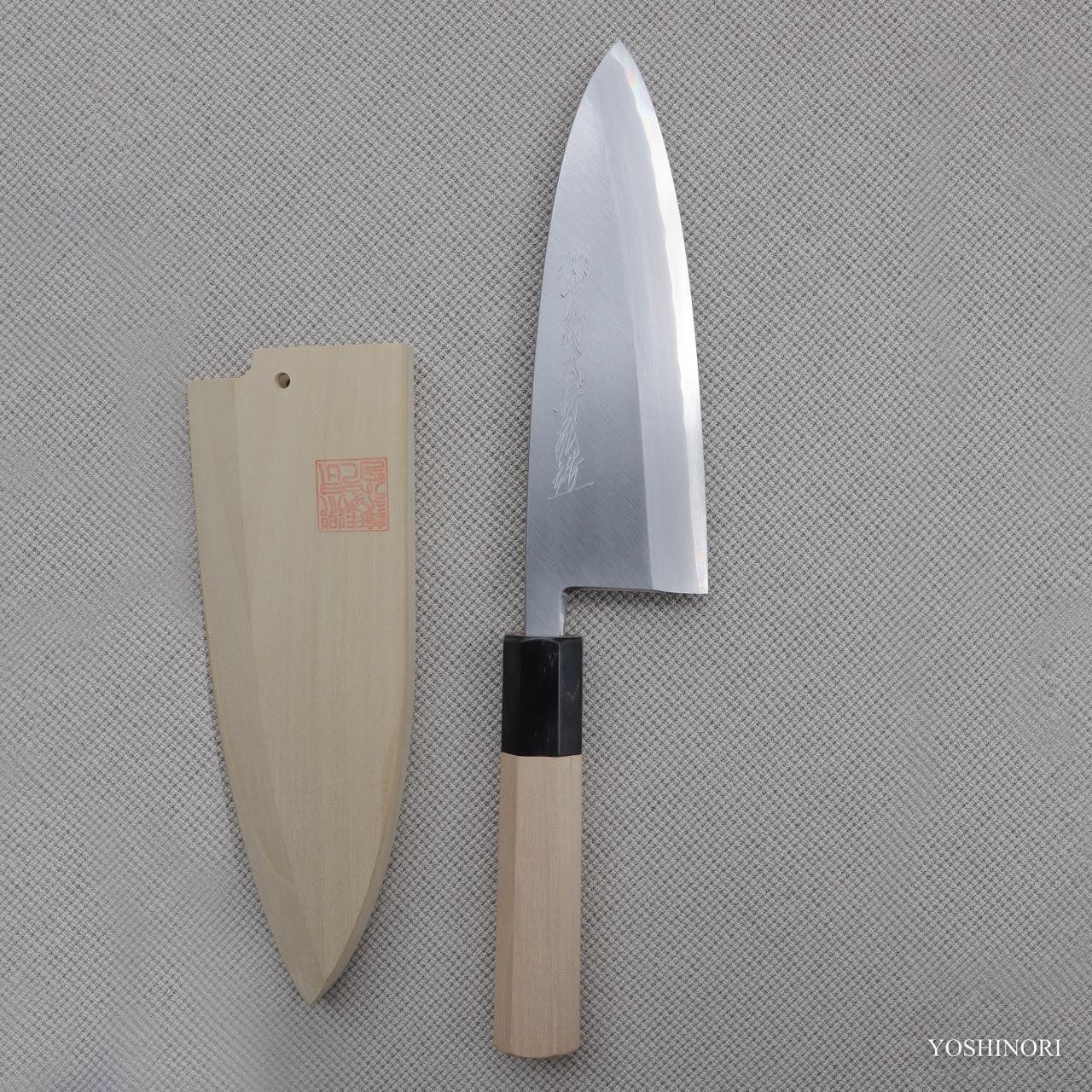 義弘作 銀三鋼 本霞 出刃 朴木八角柄