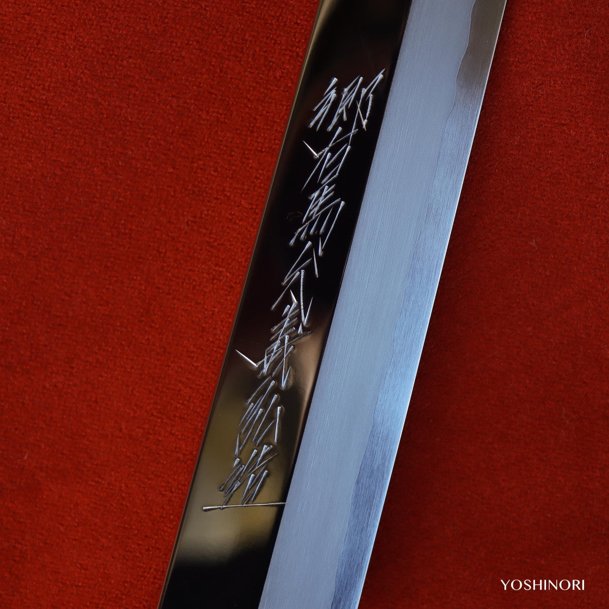 義弘作 銀三鋼 鏡面先丸柳刃 黑檀八角柄