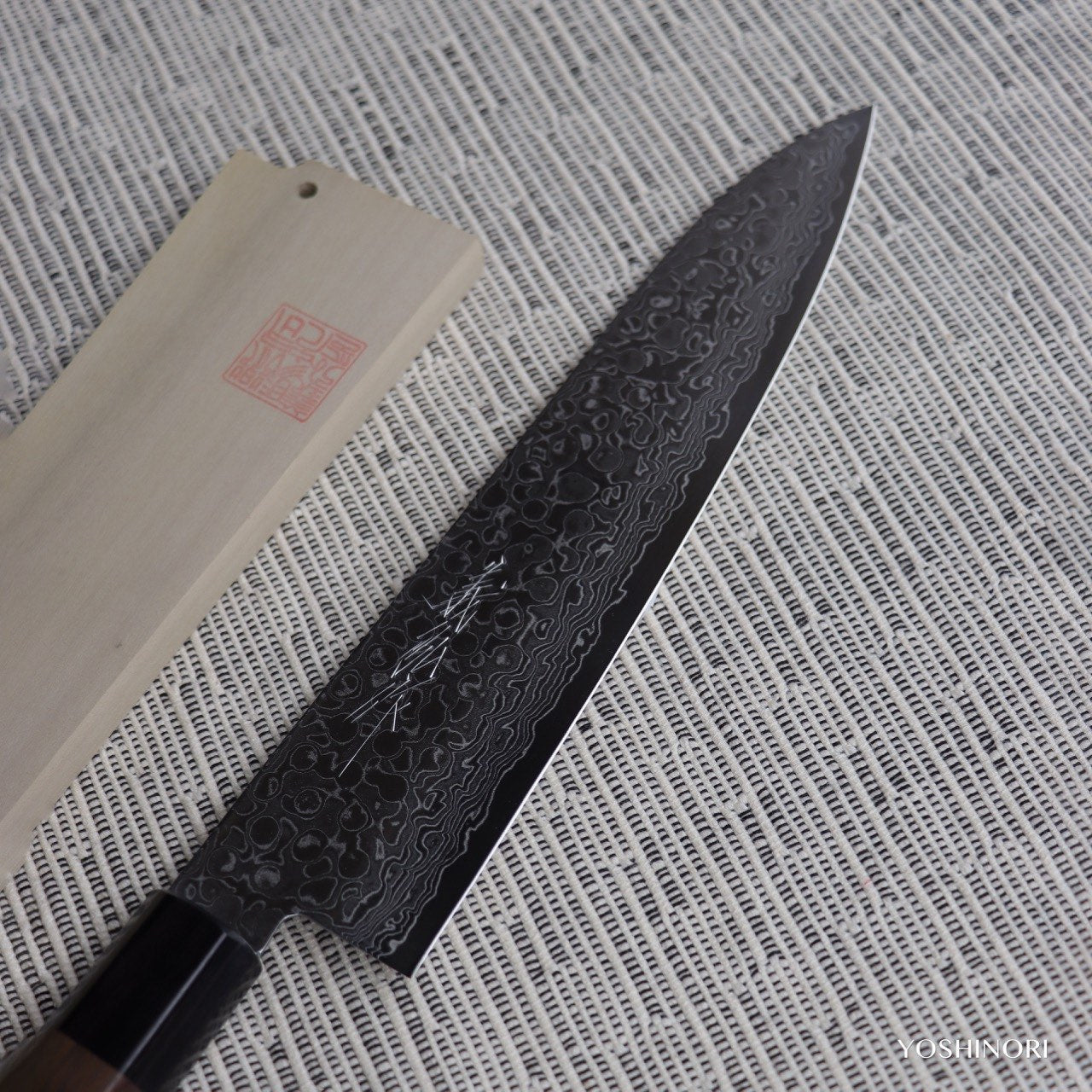 義弘作 AUS10 69層大馬士革鋼 紫檀和牛刀
