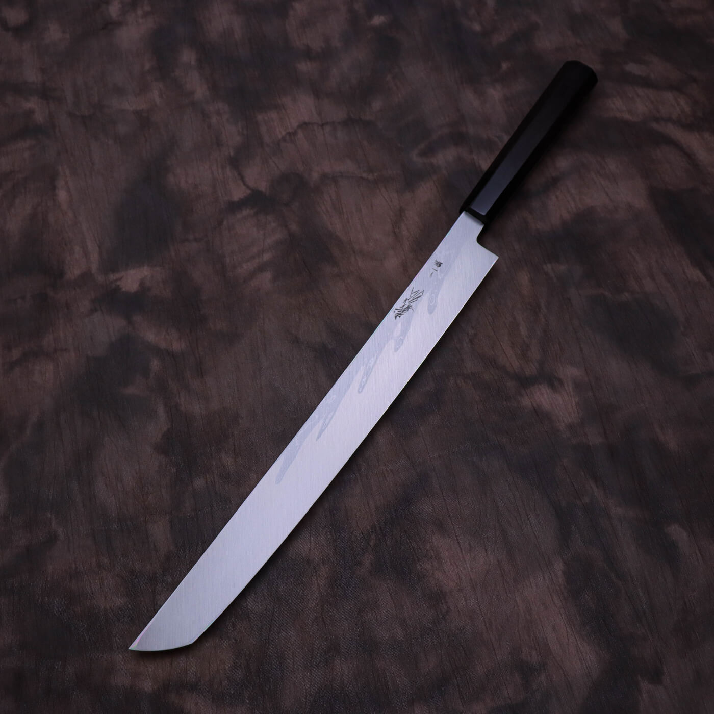Yoshihiro Suminagashi Blue #1 Damascus cladding Sakimaru Takohiki with Single Groove