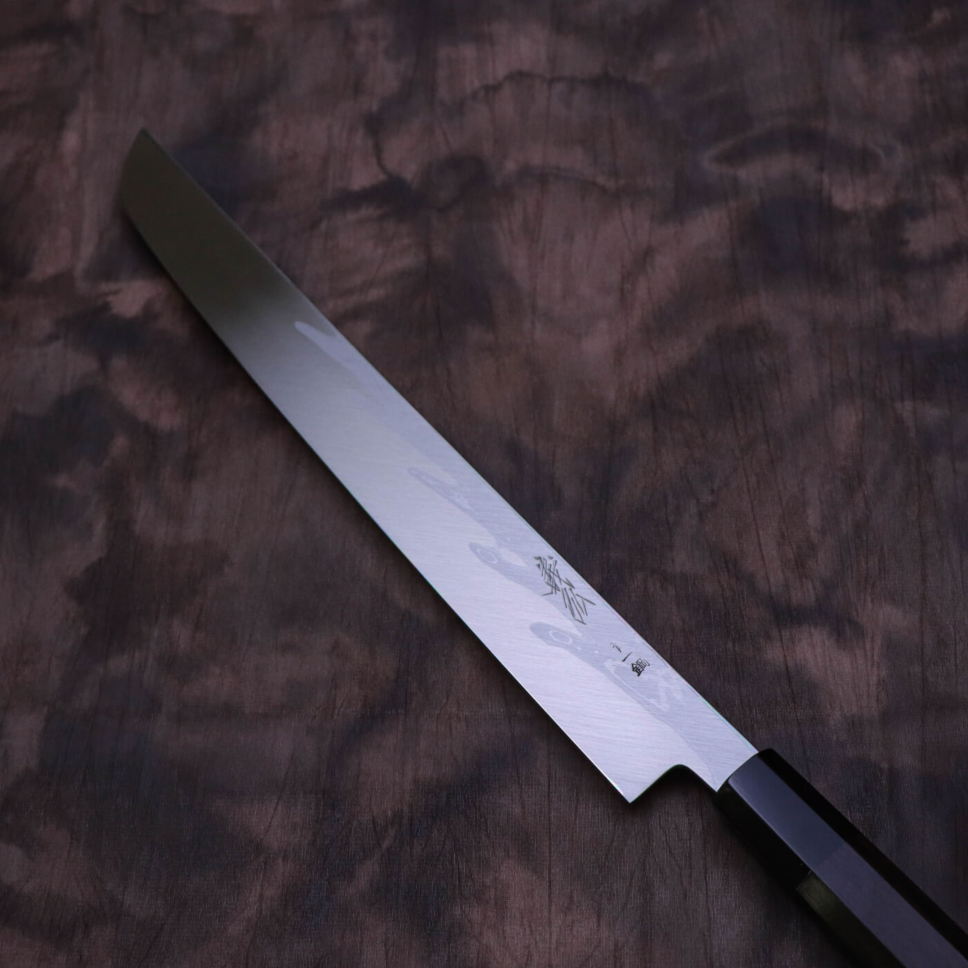 Yoshihiro Suminagashi Blue #1 Damascus cladding Sakimaru Takohiki with Single Groove
