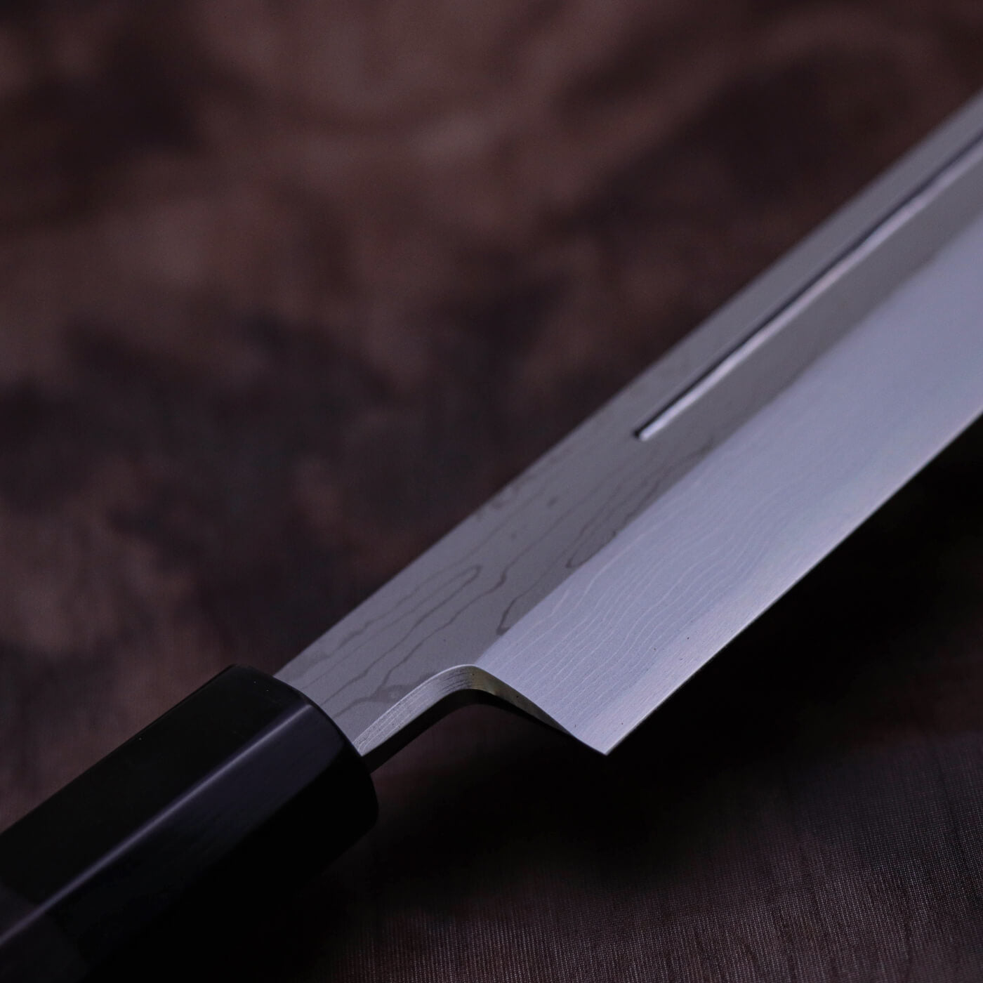 Yoshihiro Suminagashi Blue #1 Damascus cladding Sakimaru Takohiki with Single Groove