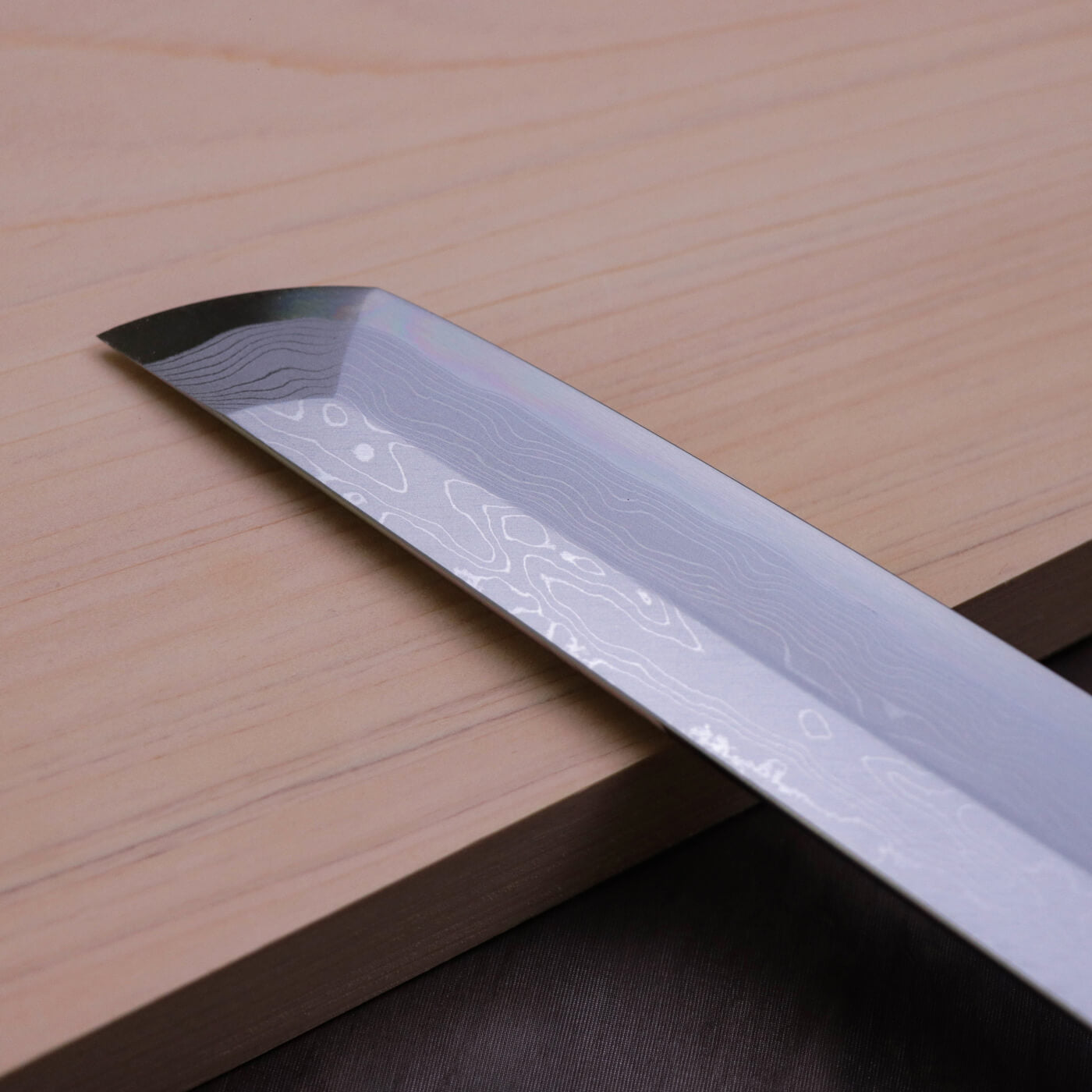 Yoshihiro Suminagashi Blue #1 Damascus cladding Sakimaru Takohiki with Single Groove