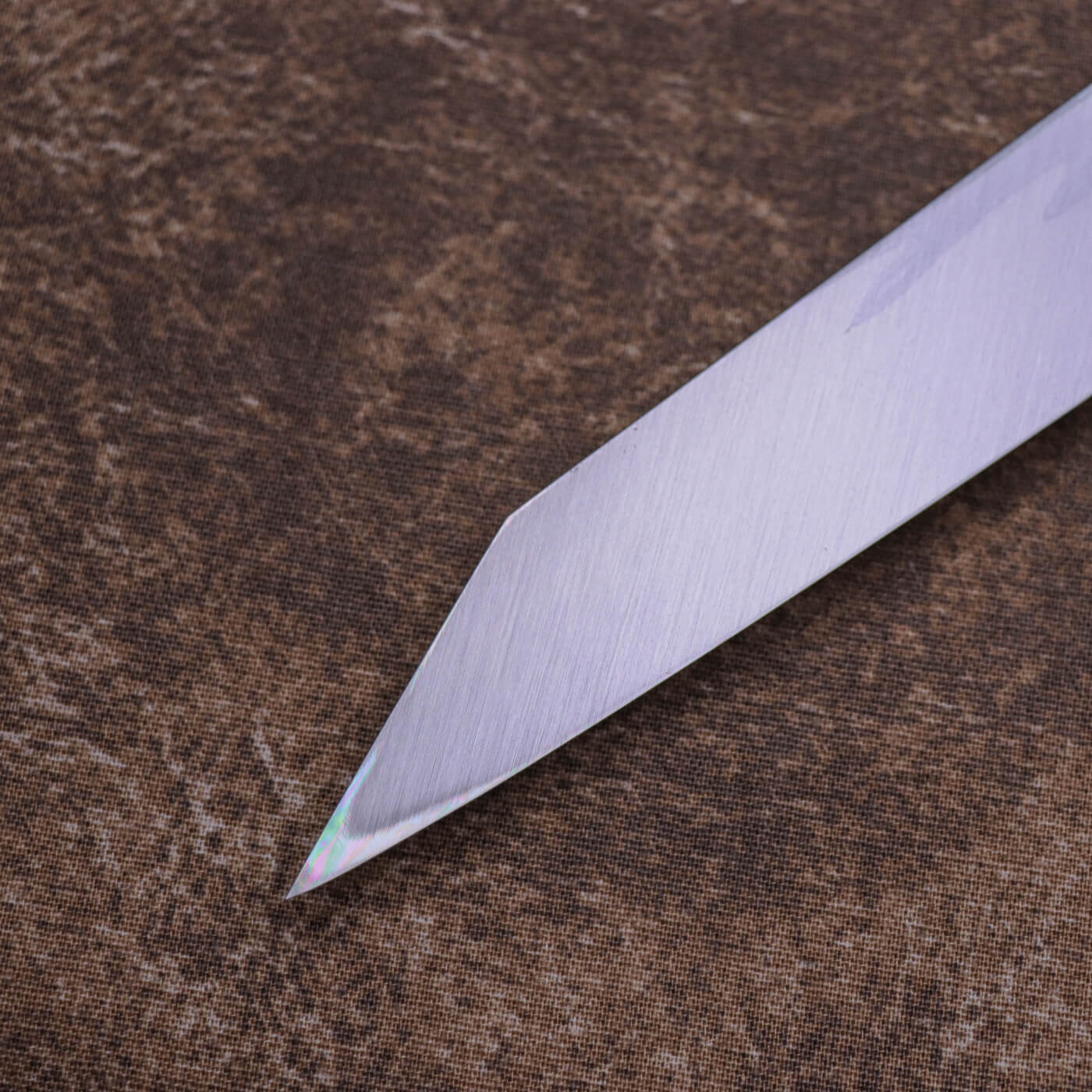 Yoshihiro Suminagashi Blue #1 Damascus cladding Kansho Kiritsuke Yanagi with Double Grooves and Ebony Handle