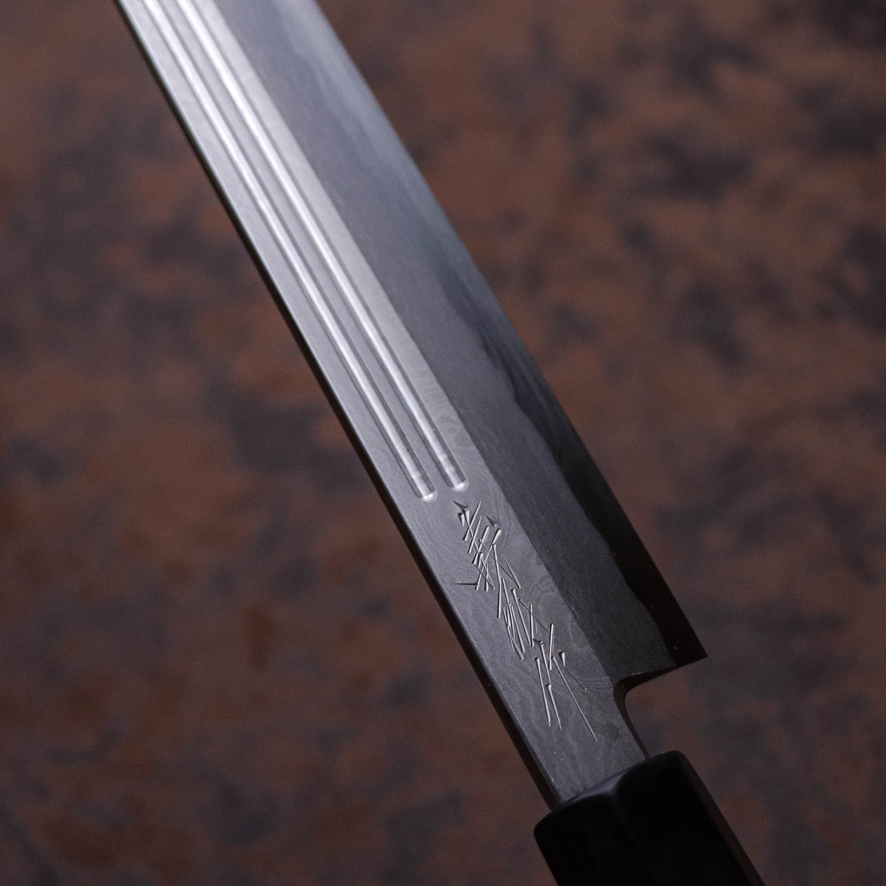 義弘作 銀三墨流 護摩箸 珠玉二本彫 柳刃