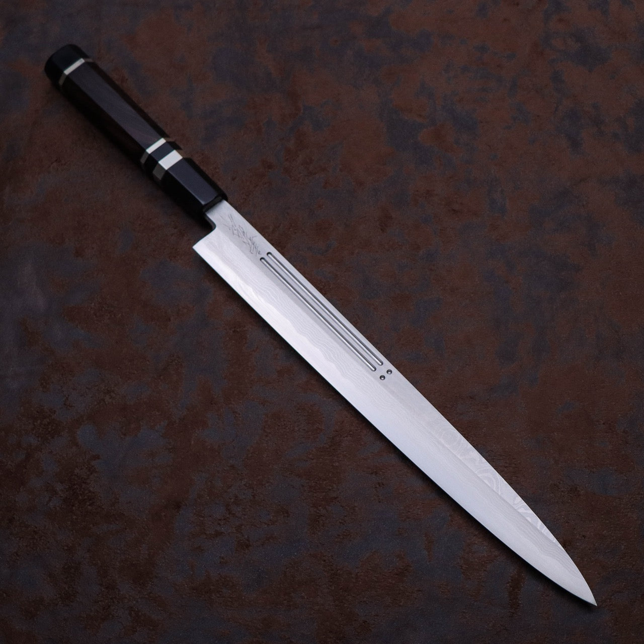 義弘作 銀三墨流 護摩箸 珠玉二本彫 柳刃