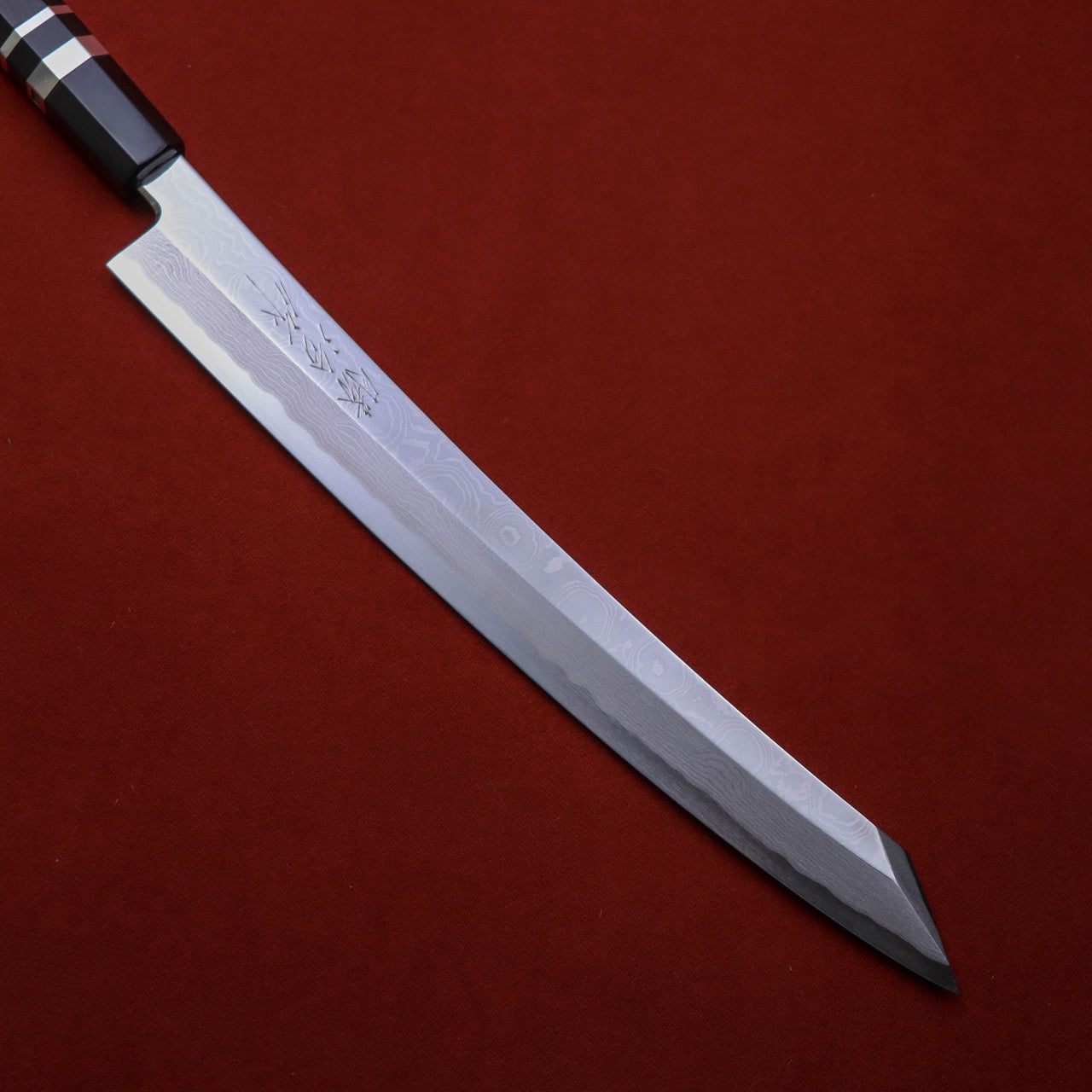 勝治作 銀三墨流 鏡面真劍研磨仕上 鬼反切付柳刃 – yanpingknifesword