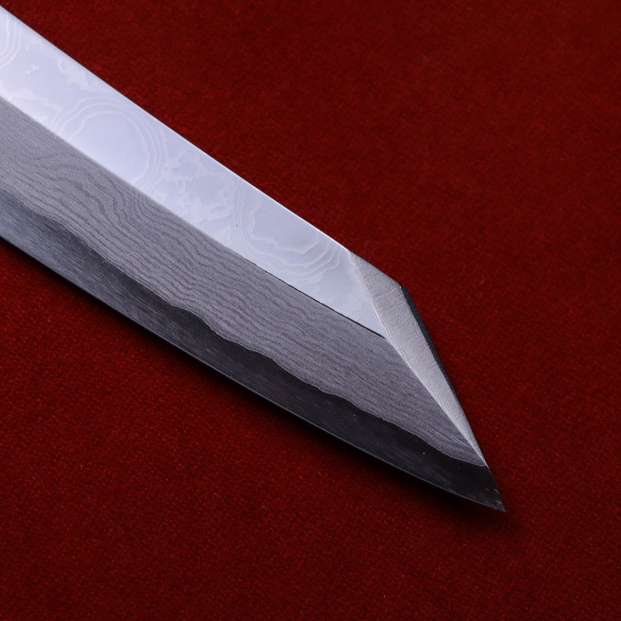 勝治作 銀三墨流 鏡面真劍研磨仕上 鬼反切付柳刃 – yanpingknifesword