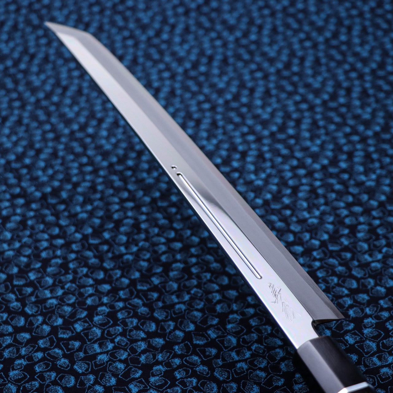 Yoshihiro Ginsan Mirror Finish Sakimaru Takohiki with Single Groove and Silver Ferrule Handle