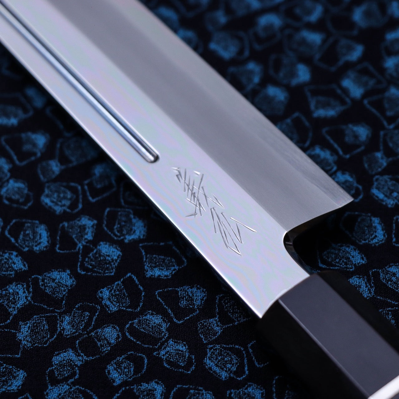 Yoshihiro Ginsan Mirror Finish Sakimaru Takohiki with Single Groove and Silver Ferrule Handle