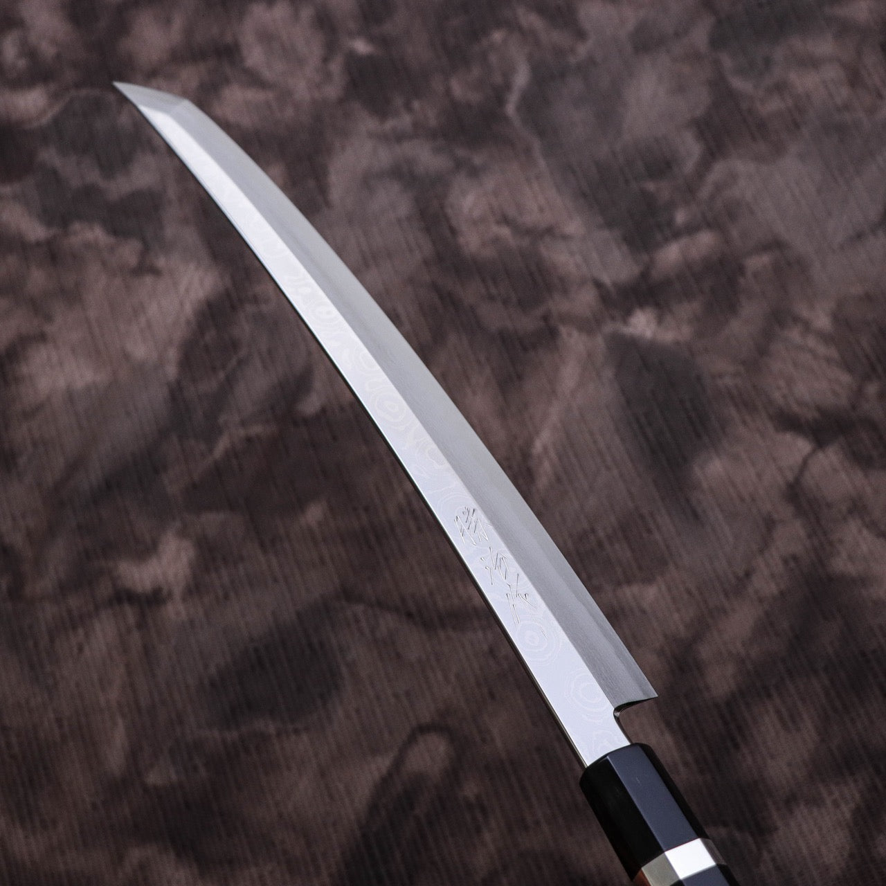 Shoji Silver #3 Suminagashi Mirror Finish Curved Blade Sakimaru Takohiki