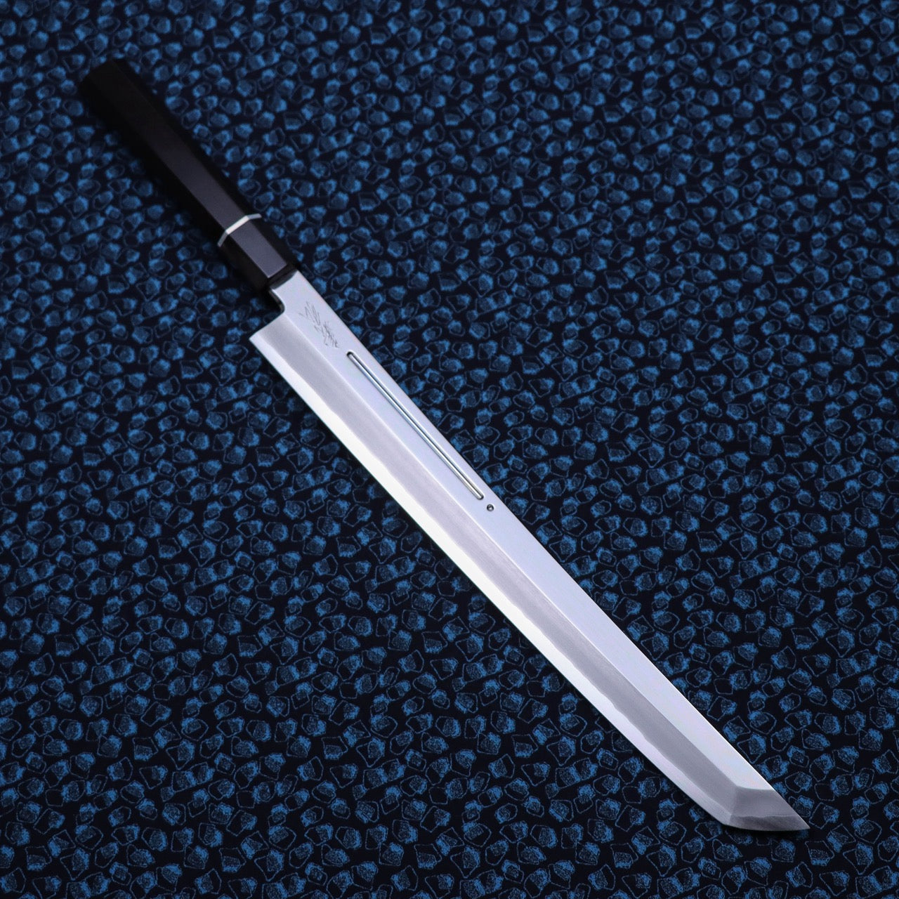 Yoshihiro Ginsan Mirror Finish Sakimaru Takohiki with Single Groove and Silver Ferrule Handle