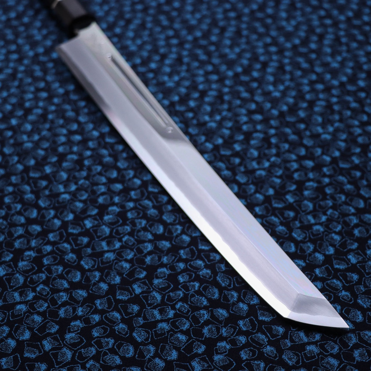 Yoshihiro Ginsan Mirror Finish Sakimaru Takohiki with Single Groove and Silver Ferrule Handle