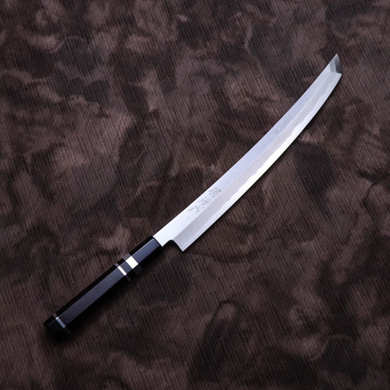 Shoji Silver #3 Suminagashi Mirror Finish Curved Blade Sakimaru Takohiki