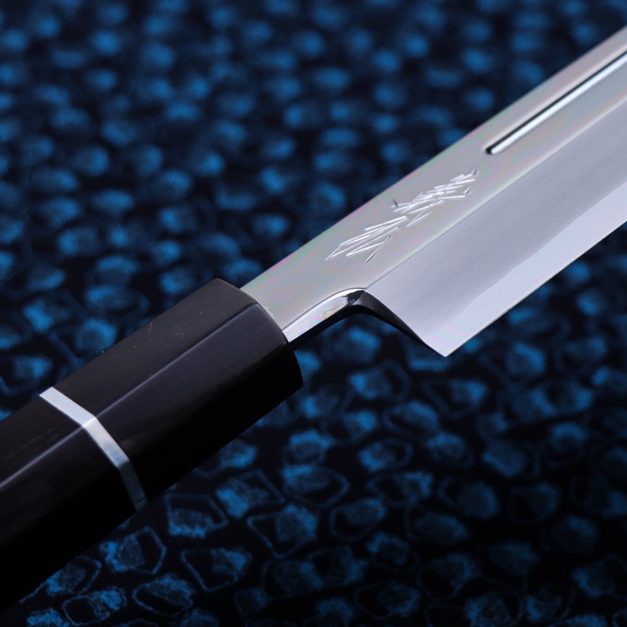 Yoshihiro Ginsan Mirror Finish Sakimaru Takohiki with Single Groove and Silver Ferrule Handle