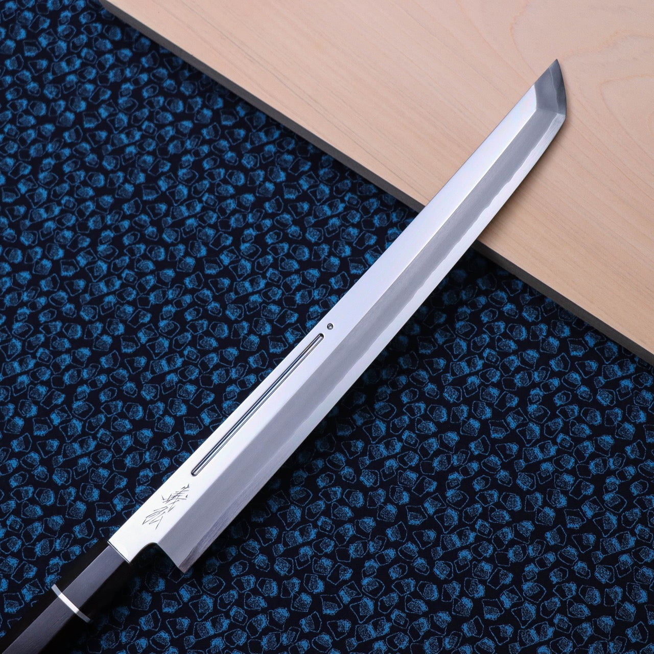 Yoshihiro Ginsan Mirror Finish Sakimaru Takohiki with Single Groove and Silver Ferrule Handle