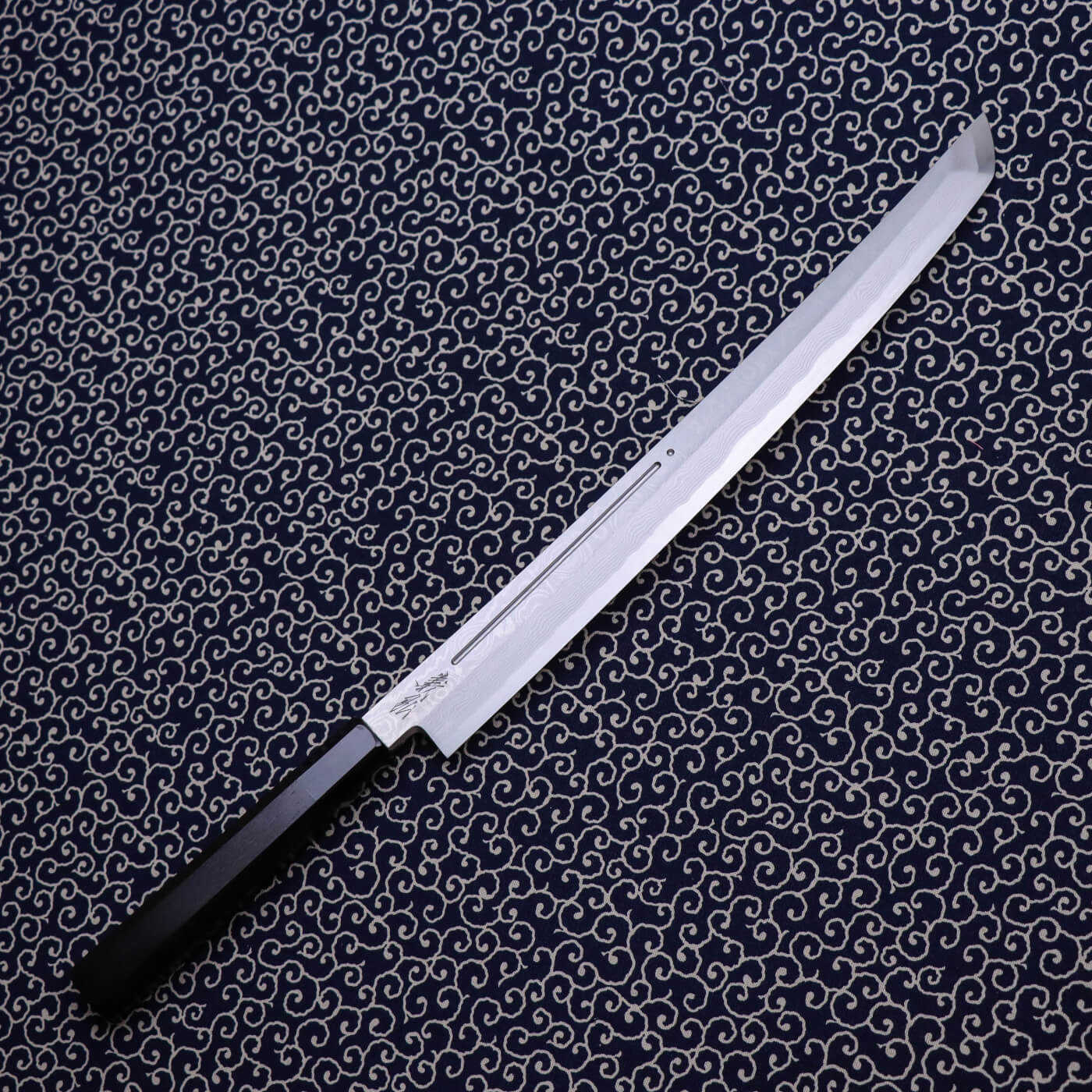 Yoshihiro Suminagashi Silver #3 Damascus cladding Sakimaru Takohiki with Single Groove