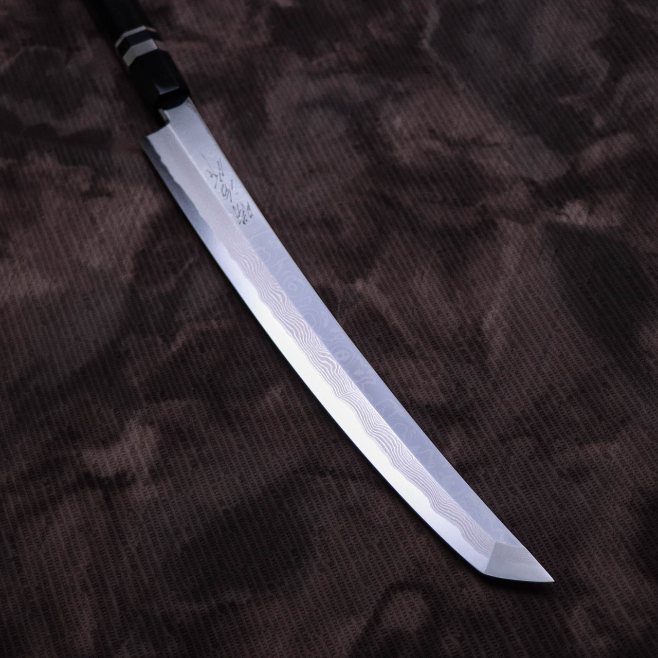 Shoji Silver #3 Suminagashi Mirror Finish Curved Blade Sakimaru Takohiki