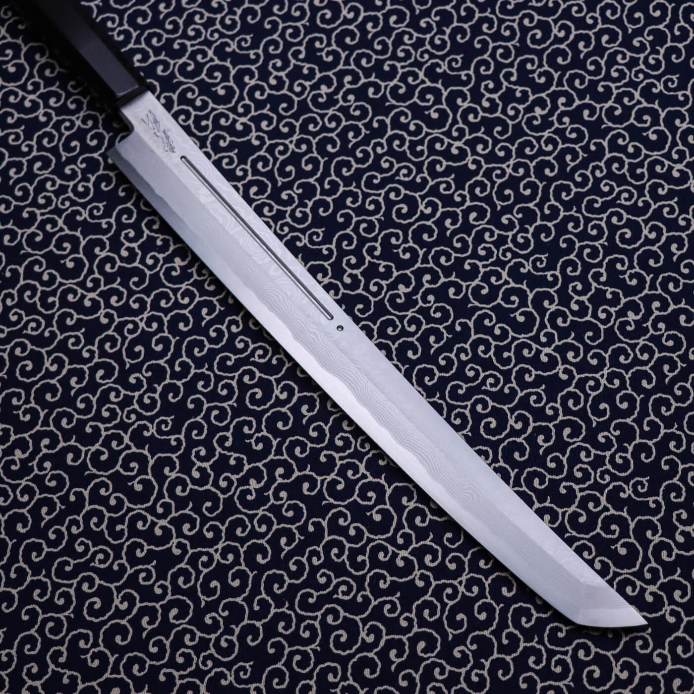 Yoshihiro Suminagashi Silver #3 Damascus cladding Sakimaru Takohiki with Single Groove