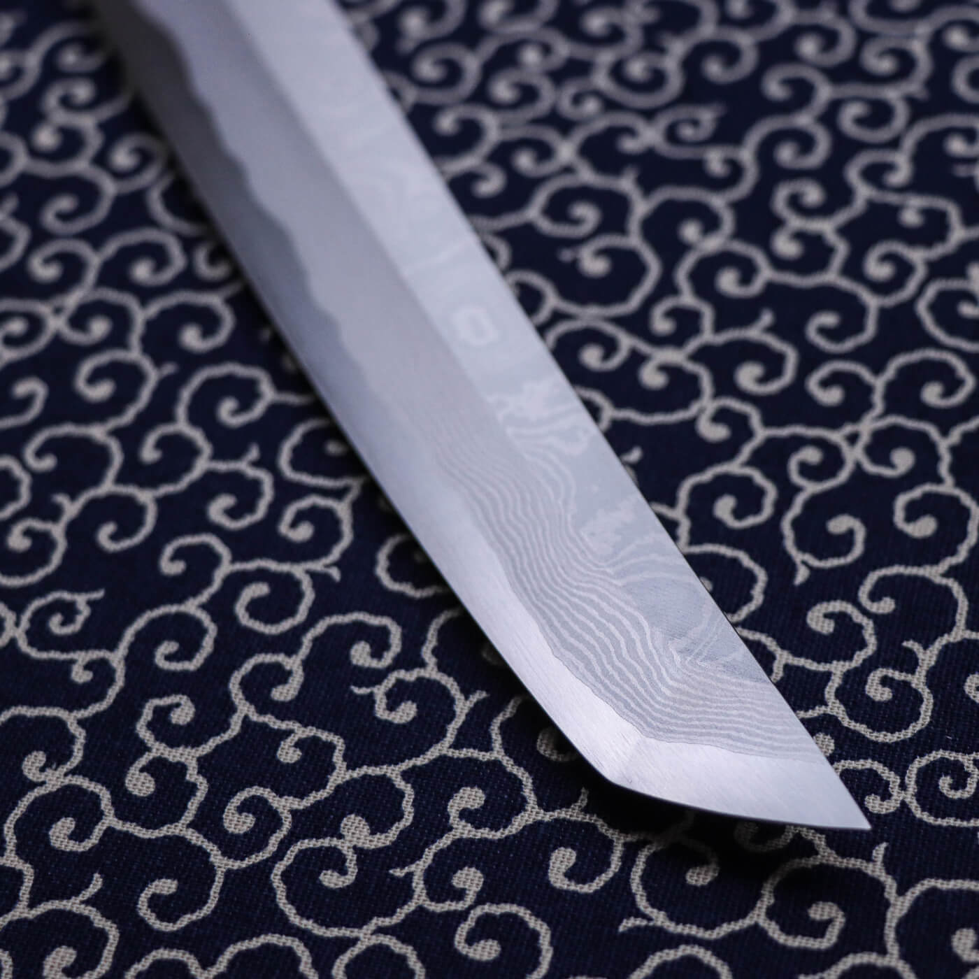 Yoshihiro Suminagashi Silver #3 Damascus cladding Sakimaru Takohiki with Single Groove