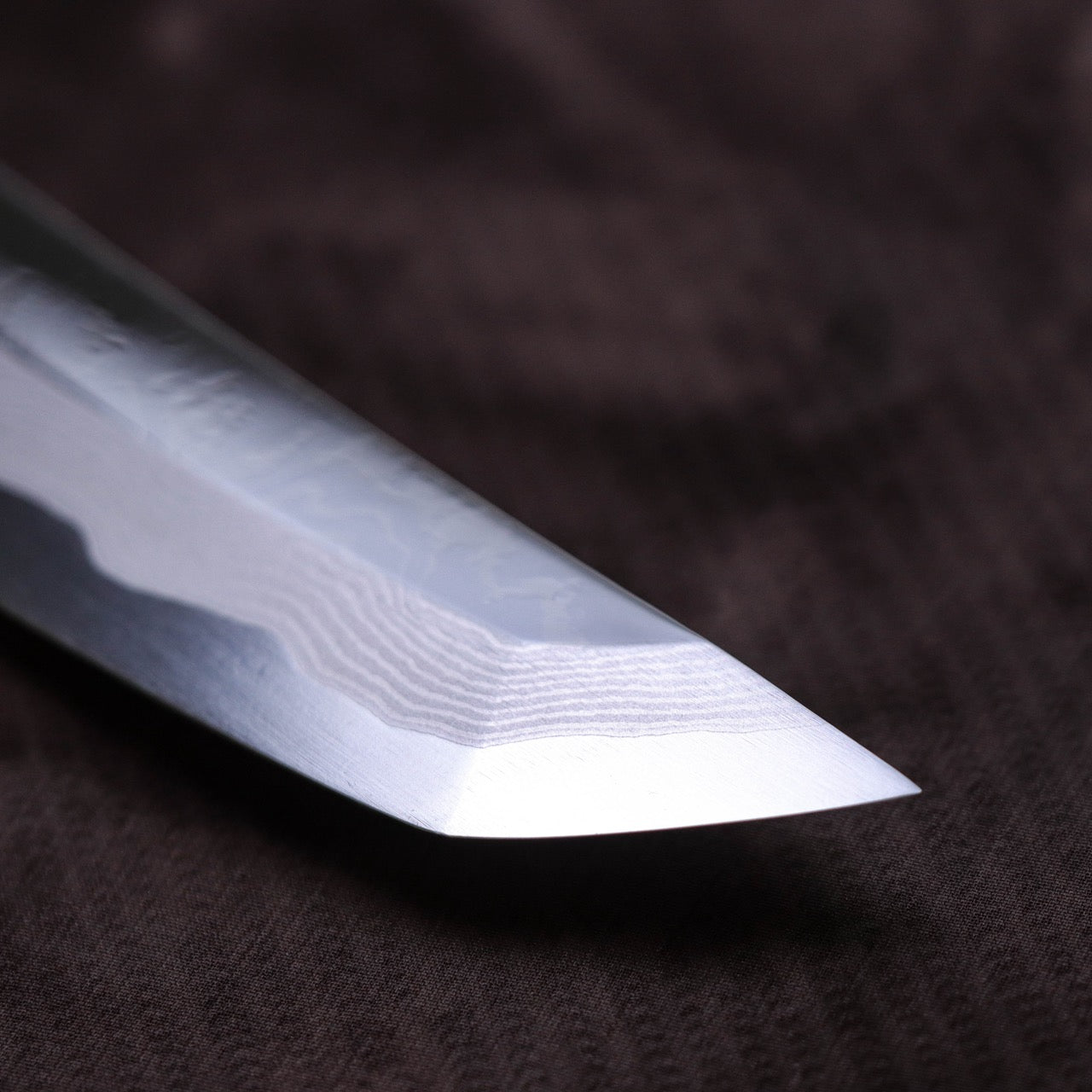 Shoji Silver #3 Suminagashi Mirror Finish Curved Blade Sakimaru Takohiki