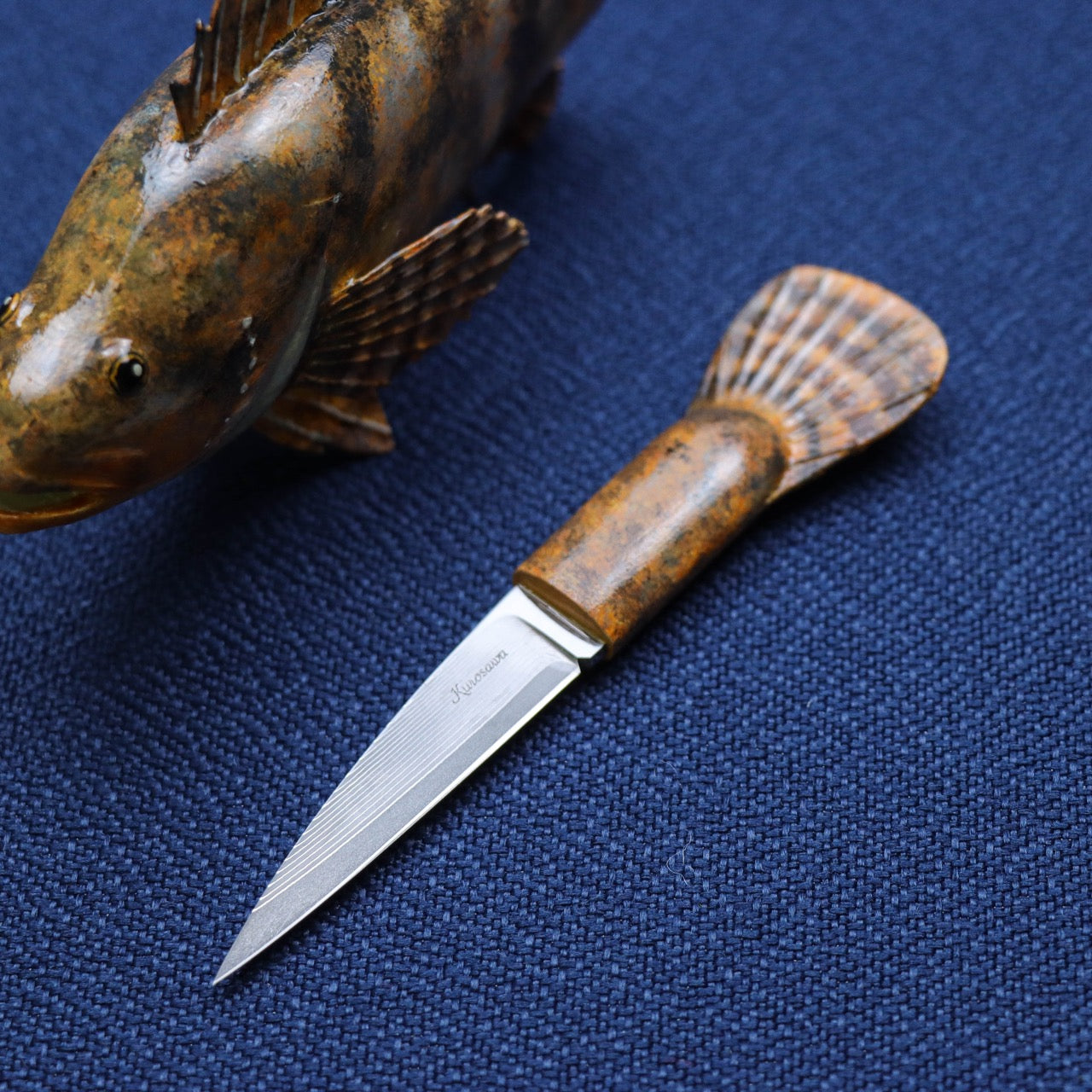 黑澤次夫 老虎石斑造型 拆信萬用小刀