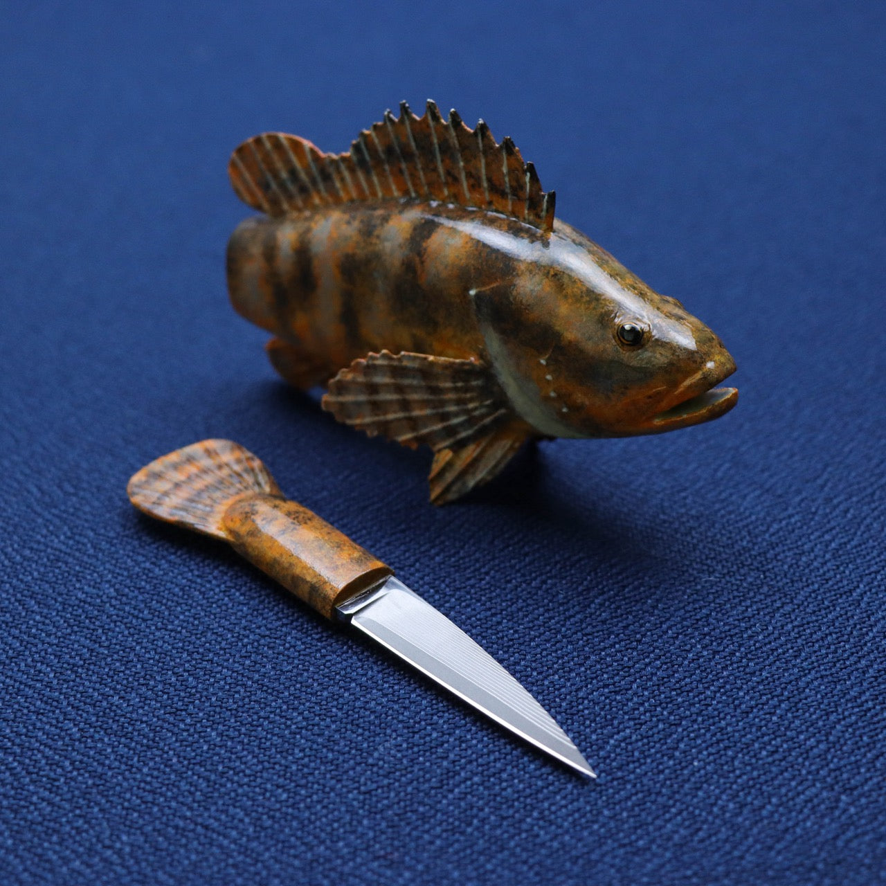 黑澤次夫 老虎石斑造型 拆信萬用小刀