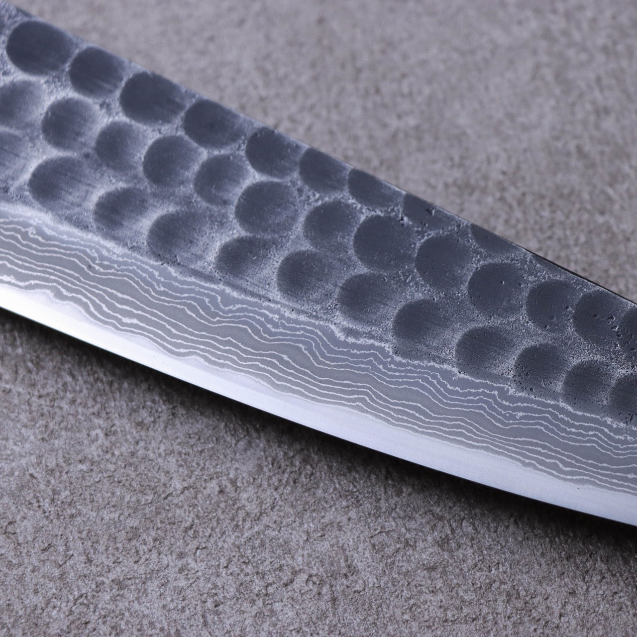 Ajikataya Blue #2 Damascus Steel Kurouchi Tsuchime Finish Gyuto