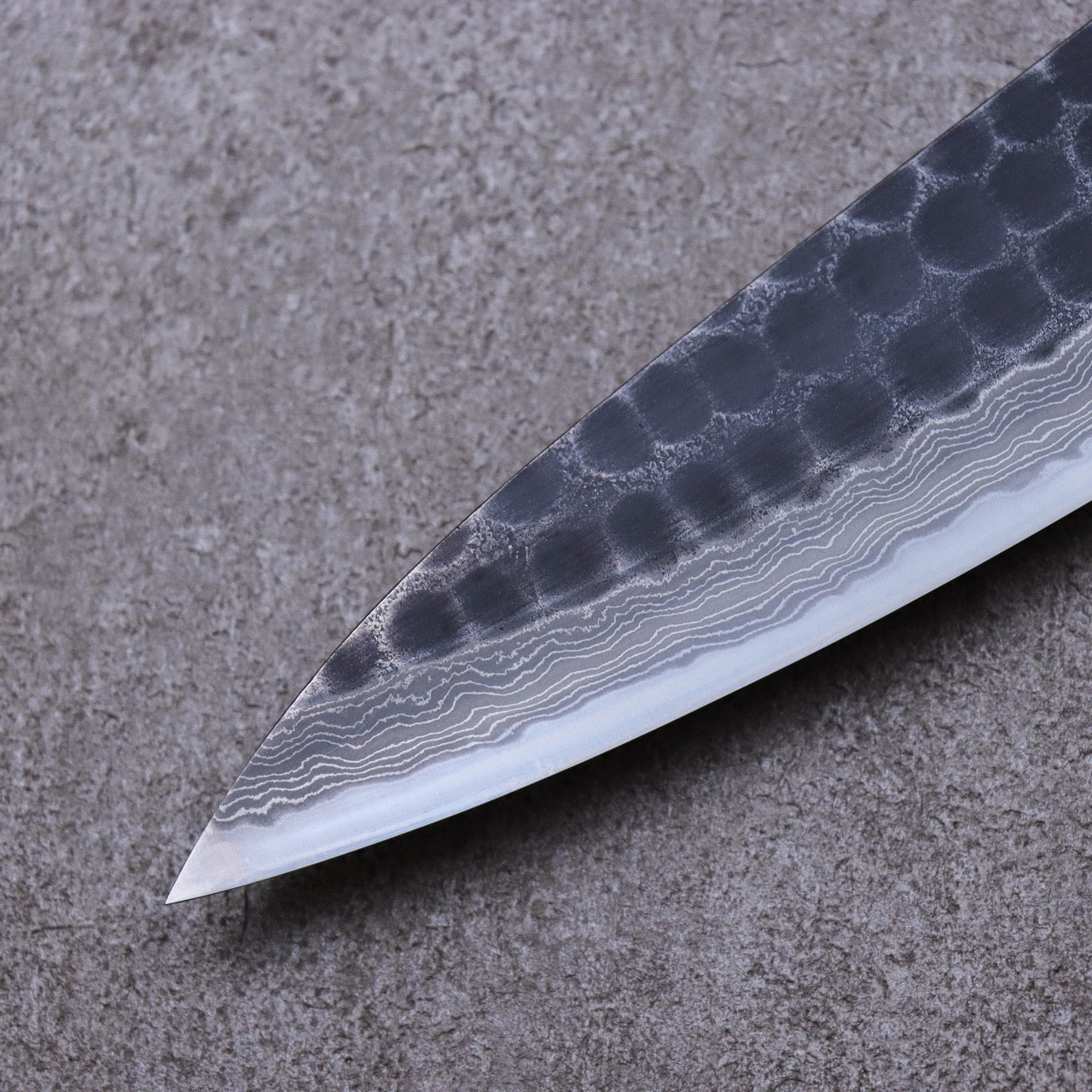 Ajikataya Blue #2 Damascus Steel Kurouchi Tsuchime Finish Gyuto
