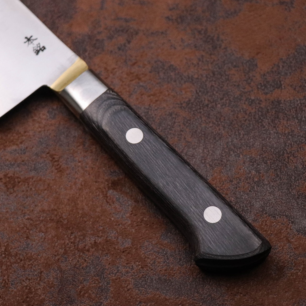 武藏國光月 無垢日本碳鋼本燒 黃銅焊鑲口金 洋牛刀